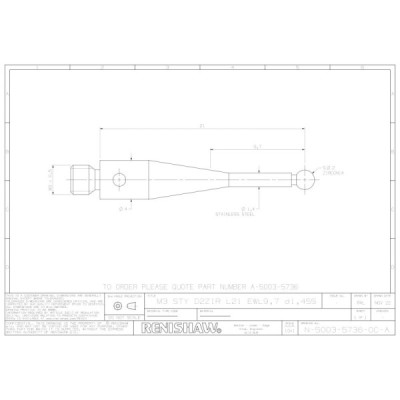 Kulka z tlenku cyrkonu M3, trzon ze stali nierdzewnej, śr. 2 mm, dł. 21 mm, efektywna długość robocza 9,6 mm