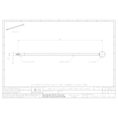 Kulka rubinowa M3, trzon z włókna węglowego, śr. 10 mm, dł. 150 mm, efektywna długość robocza 150 mm