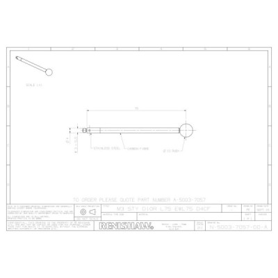 Kulka rubinowa M3, trzon z włókna węglowego, śr. 10 mm, dł. 75 mm, efektywna długość robocza 75 mm