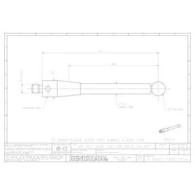 Kulka rubinowa M4, trzon z włókna węglowego, śr. 6 mm, dł. 50 mm, efektywna długość robocza 38,5 mm