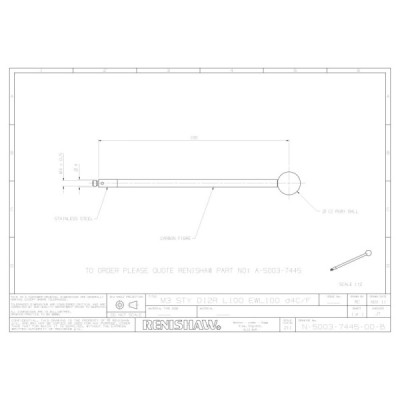 Kulka rubinowa M3, trzon z włókna węglowego, śr. 12 mm, dł. 100 mm