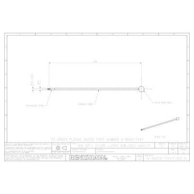 Kulka rubinowa M3, trzon z włókna węglowego, śr. 12 mm, dł. 200 mm