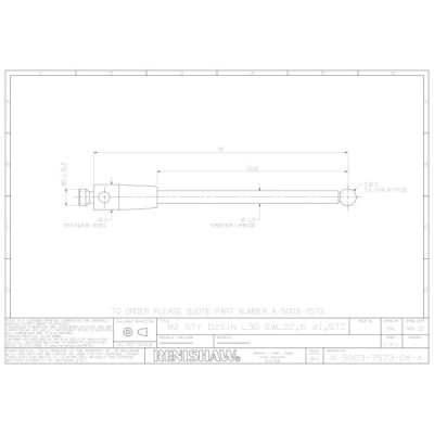 Trzpień prosty Renishaw (M2/L30/D2/ML22,5) SKU: A-5003-7573