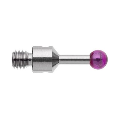 Kulka rubinowa M3, trzon ze stali nierdzewnej, śr. 3 mm, dł. 10 mm, efektywna długość robocza 6,5 mm