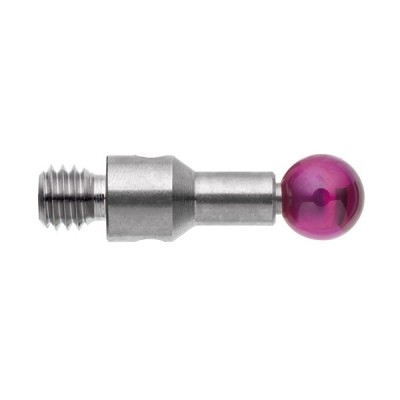 Kulka rubinowa M3, trzon ze stali nierdzewnej, śr. 4 mm, dł. 10 mm, efektywna długość robocza 7 mm