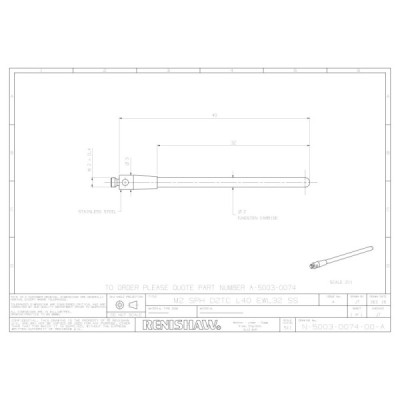 Walec M2 z końcówką sferyczną z węglika wolframu, trzon z węglika wolframu, śr. 2 mm, dł. 40mm