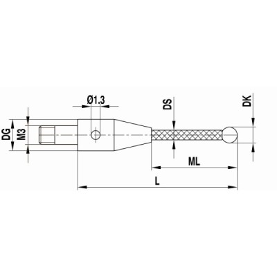 Kulka rubinowa M3 o śr. 3 mm, trzon z włókna węglowego, dł. 40 mm, długość pomiarowa 31 mm, do zastosowań Zeiss Kulka rubinowa M3 o śr. 3 mm, trzon z włókna węglowego, dł. 40 mm, długość pomiarowa 31 mm, do zastosowań Zeiss