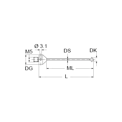 Kulka z azotku krzemu M5, trzon z węglika wolframu, śr. 4 mm, dł. 64 mm, Kulka z azotku krzemu M5, trzon z węglika wolframu, śr. 4 mm, dł. 64 mm,
