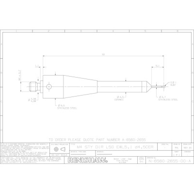 Trzpień prosty Renishaw dla Blum 143743 (M4/L50/D1/ML5,1) SKU: A-6560-2655