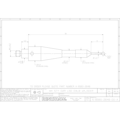 Trzpień prosty Renishaw dla Blum 143412 (M4/L50/D2/ML8) :SKU: A-6560-2648
