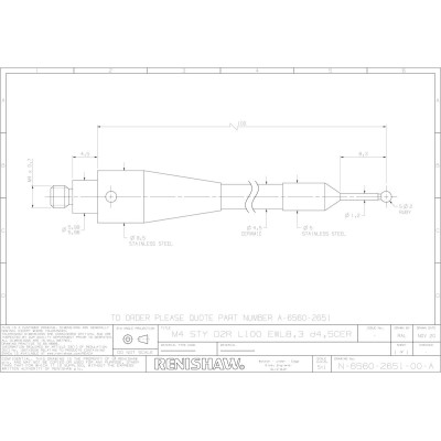 Trzpień prosty Renishaw dla Blum 143424 (M4/L100/D2/ML8,3) SKU: A-6560-2651