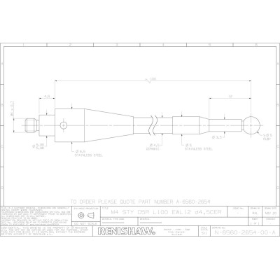 Trzpień prosty Renishaw dla Blum 143427 (M4/L100/D5/ML12) SKU: A-6560-2654
