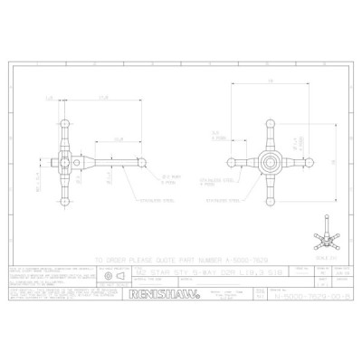 5-kierunkowa gwiazda M2, rozpiętość 20 mm, kulki rubinowe, śr. 2 mm