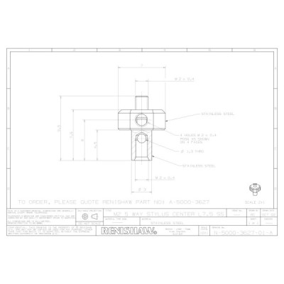5-kierunkowy środek trzpienia pomiarowego M2, dł. 7,5 mm