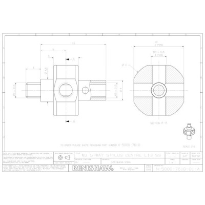 5-kierunkowy środek trzpienia pomiarowego M3, dł. 13 mm
