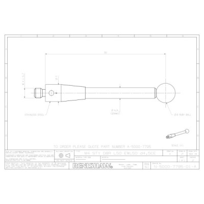 4-kierunkowy środek trzpienia pomiarowego M2, dł. 7,5 mm