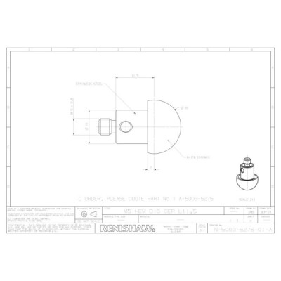 Ceramiczny trzpień półkulisty M5, śr. 16 mm