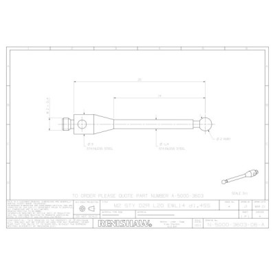 Kulka rubinowa M2, trzon ze stali nierdzewnej, śr. 2 mm, dł. 20 mm
