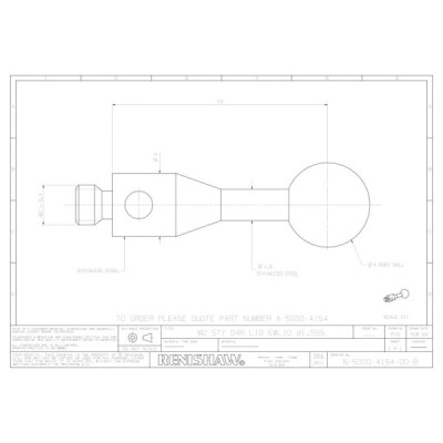 Kulka rubinowa M2, trzon ze stali nierdzewnej, śr. 4 mm, dł. 10 mm, efektywna długość robocza 10 mm