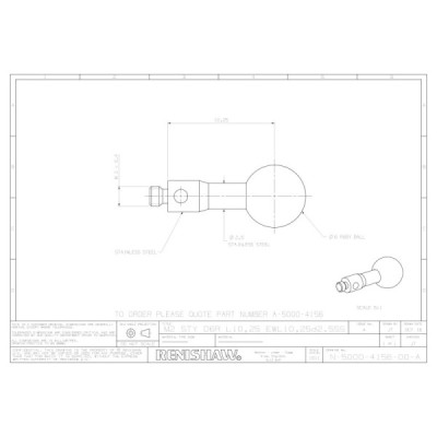 Kulka rubinowa M2, trzon ze stali nierdzewnej, śr. 6 mm, dł. 10 mm, efektywna długość robocza 10 mm