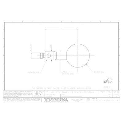 Kulka rubinowa M2, trzon ze stali nierdzewnej, śr. 8 mm, dł. 11 mm, efektywna długość robocza 11 mm