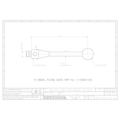 Kulka rubinowa M2, trzon ze stali nierdzewnej, śr. 4 mm, dł. 20 mm, efektywna długość robocza 20 mm