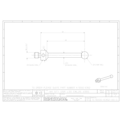 Kulka rubinowa M4, trzon ze stali nierdzewnej, śr. 5 mm, dł. 30 mm, efektywna długość robocza 26 mm