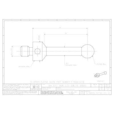 Kulka rubinowa M4, trzon ze stali nierdzewnej, śr. 5 mm, dł. 20 mm, efektywna długość robocza 15,89 mm