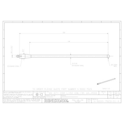 Kulka rubinowa M4, trzon ze stali nierdzewnej, śr. 5 mm, dł. 150 mm, efektywna długość robocza 133 mm
