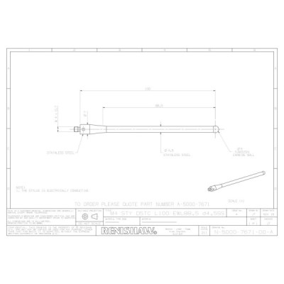 Kulka z węglika wolframu M4, trzon ze stali nierdzewnej, śr. 5 mm, dł. 100 mm, efektywna długość robocza 83,3 mm