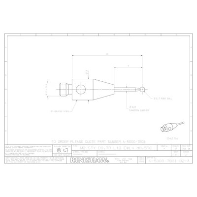 Kulka rubinowa M2, trzon z węglika wolframu, śr. 0,7 mm, dł. 10 mm, efektywna długość robocza 4 mm