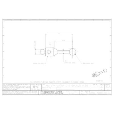 Kulka rubinowa M2, trzon ze stali nierdzewnej, śr. 2,5 mm, dł. 10 mm, efektywna długość robocza 6,5 mm
