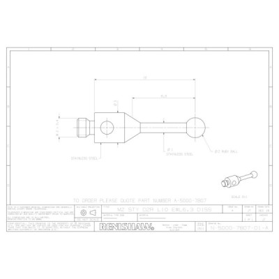 Kulka rubinowa M2, trzon ze stali nierdzewnej, śr. 2 mm, dł. 10 mm, efektywna długość robocza 6 mm