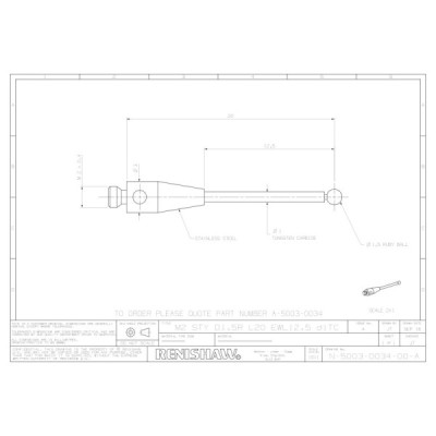 Kulka rubinowa M2, trzon z węglika wolframu, śr. 1,5 mm, dł. 20 mm, efektywna długość robocza 12,5 mm