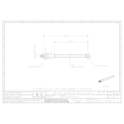 Kulka rubinowa M2, trzon z węglika wolframu, śr. 2,5 mm, dł. 30 mm, efektywna długość robocza 22,5 mm
