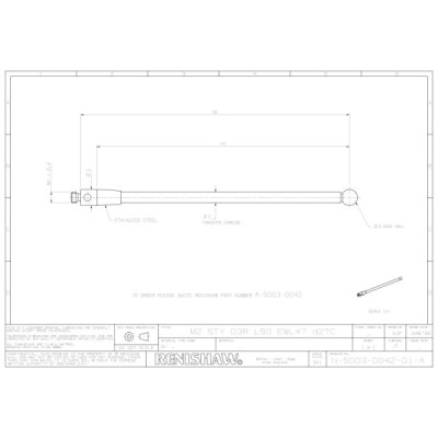 Kulka rubinowa M2, trzon z węglika wolframu, śr. 3 mm, dł. 50 mm, efektywna długość robocza 47 mm