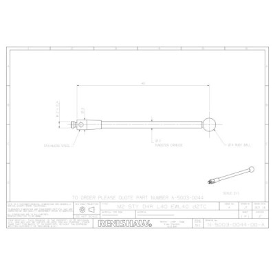Kulka rubinowa M2, trzon z węglika wolframu, śr. 4 mm, dł. 40 mm, efektywna długość robocza 40 mm