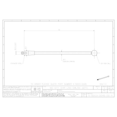 Kulka rubinowa M2, trzon z węglika wolframu, śr. 4 mm, dł. 50 mm, efektywna długość robocza 50 mm