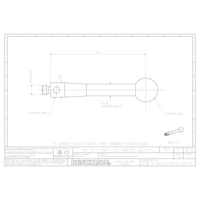 Kulka rubinowa M2, trzon z węglika wolframu, śr. 5 mm, dł. 20 mm, efektywna długość robocza 20 mm