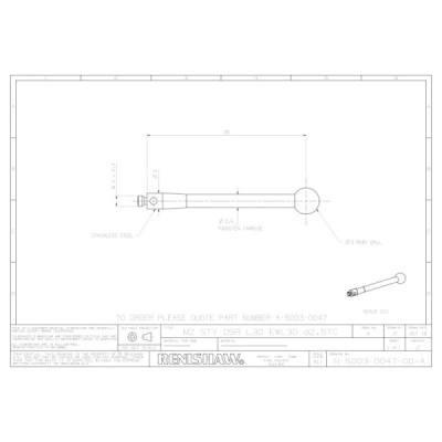 Kulka rubinowa M2, trzon z węglika wolframu, śr. 5 mm, dł. 30 mm, efektywna długość robocza 30 mm