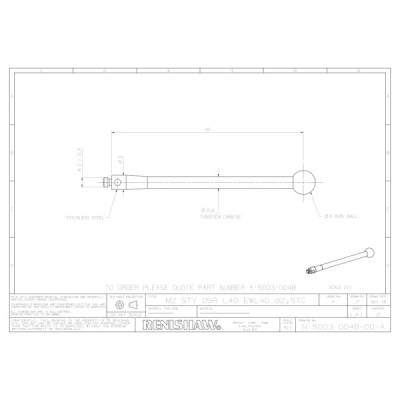 Kulka rubinowa M2, trzon z węglika wolframu, śr. 5 mm, dł. 40,25 mm, efektywna długość robocza 40,25 mm