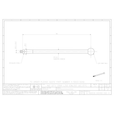 Kulka rubinowa M2, trzon z węglika wolframu, śr. 5 mm, dł. 50 mm, efektywna długość robocza 50 mm