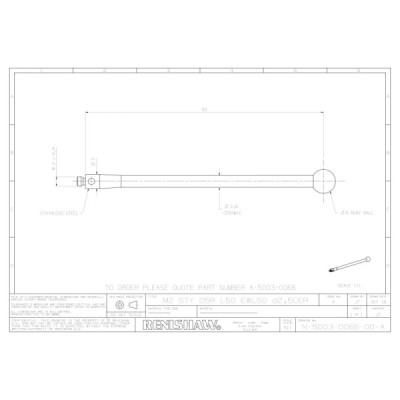 Kulka rubinowa M2, trzon ceramiczny, śr. 5 mm, dł. 50 mm, efektywna długość robocza 50 mm