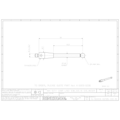 Kulka rubinowa M4, trzon ceramiczny, śr. 5 mm, dł. 50 mm, efektywna długość robocza 33,5 mm