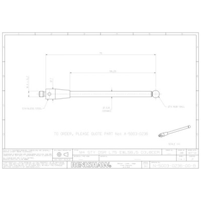 Kulka rubinowa M4, trzon ceramiczny, śr. 5 mm, dł. 75 mm, efektywna długość robocza 58,5 mm