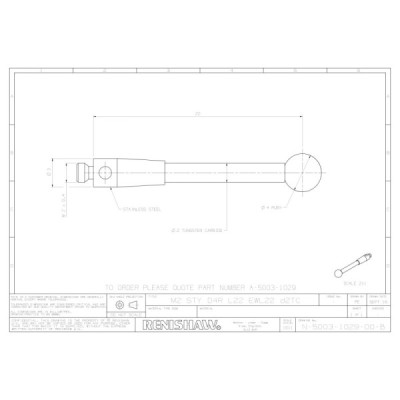 Kulka rubinowa M2, trzon z węglika wolframu, śr. 4 mm, dł. 22 mm, efektywna długość robocza 22 mm