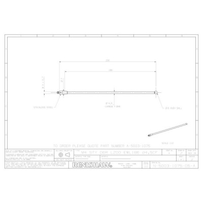 Kulka rubinowa M4, trzon z włókna węglowego, śr. 6 mm, dł. 200 mm, efektywna długość robocza 188,5 mm