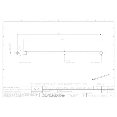 Kulka rubinowa M4, trzon z włókna węglowego, śr. 6 mm, dł. 150 mm, efektywna długość robocza 138,5 mm