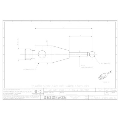 Kulka rubinowa M2, trzon z węglika wolframu, śr. 1 mm, dł. 10 mm, efektywna długość robocza 4 mm