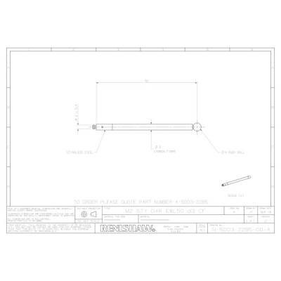 Kulka rubinowa M2, trzon z włókna węglowego, śr. 4 mm, dł. 50 mm, efektywna długość robocza 50 mm